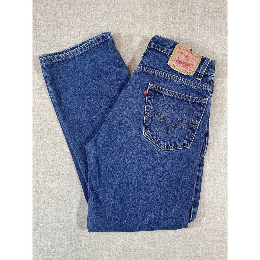 Levis 517 Jeans Mens 36x32 Blue Bootcut Western Dark Wash Denim